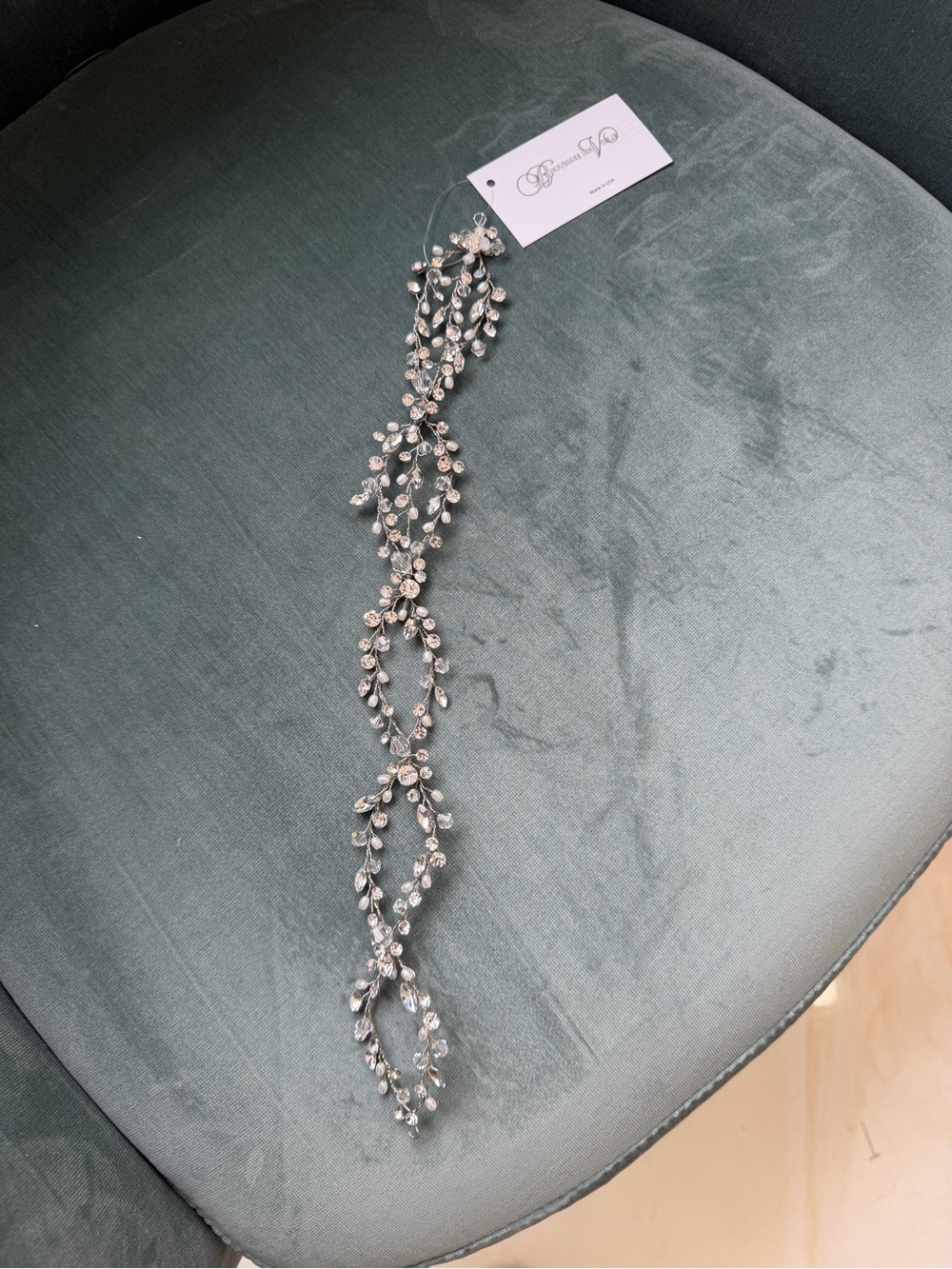 NWT SWAROVSKI Couture Voile Crystal Leaf Bridal Headband - Silver